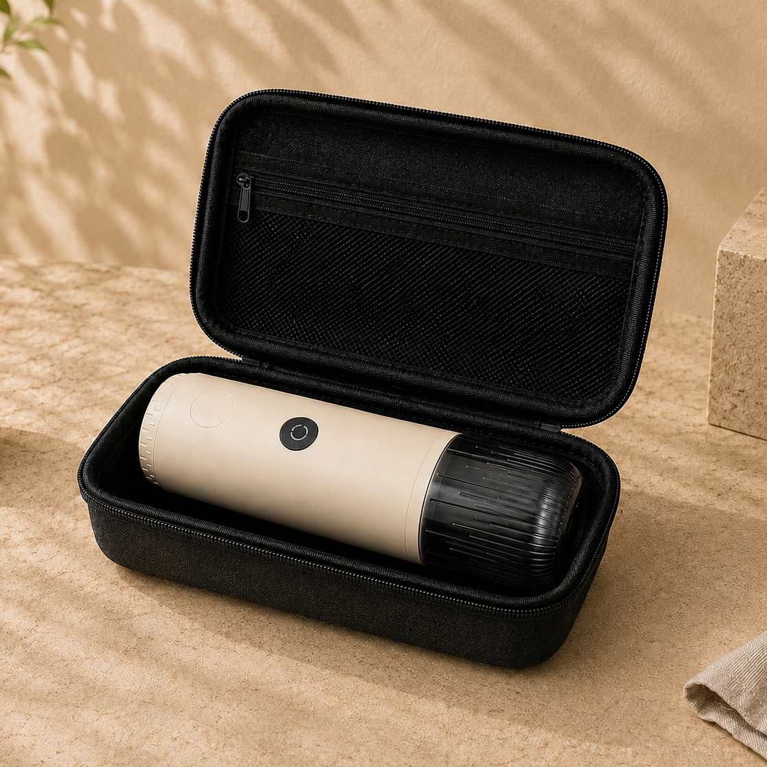 cream Kafira Origin stored in the Origin Travel Case