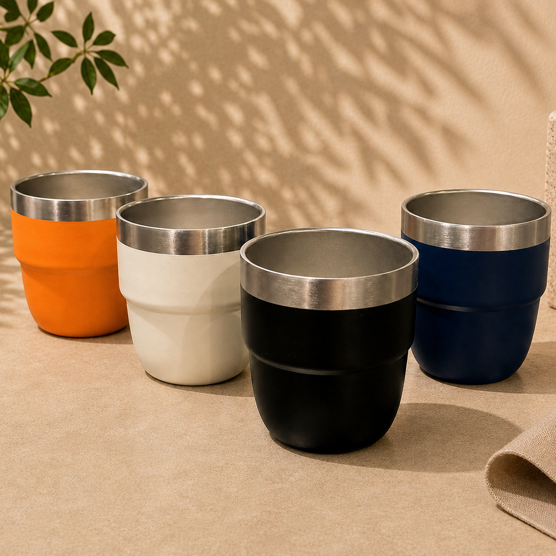 Kafira Espresso Tumblers in Black, Cream, Navy and Orange